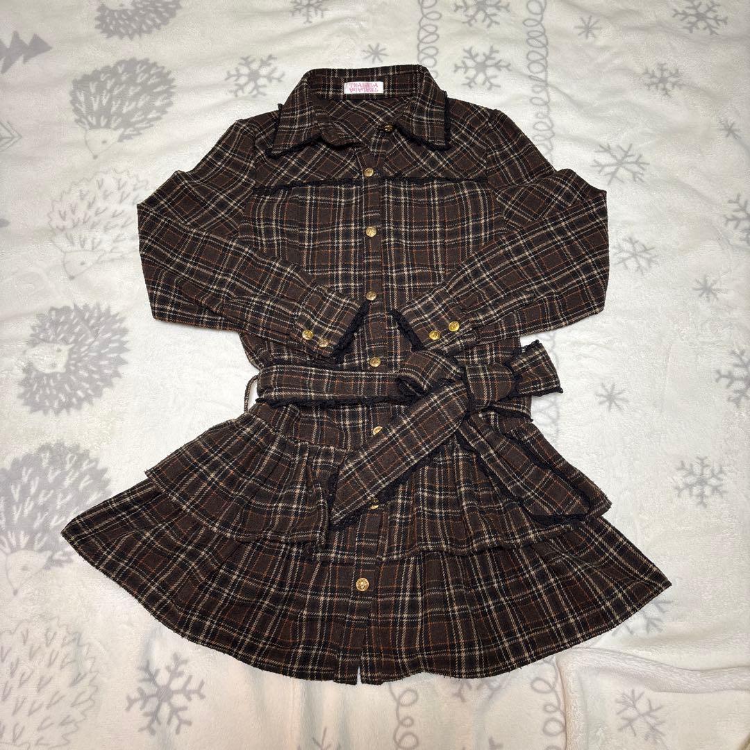 当時物TRALALAトゥララ チェック ワンピース平成ギャル姫系レース