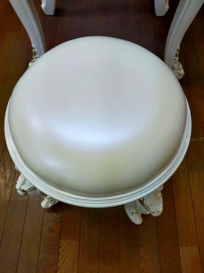 1016ドレッサー一面鏡 化粧台 鏡台 コンパクト 姫系 スツール付き メイク台