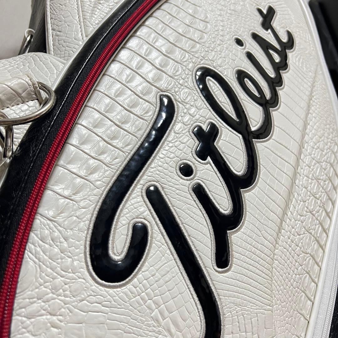 希少 レア 美品 タイトリスト 型押し キャディバッグ 9.5型 クロコ ゴルフ