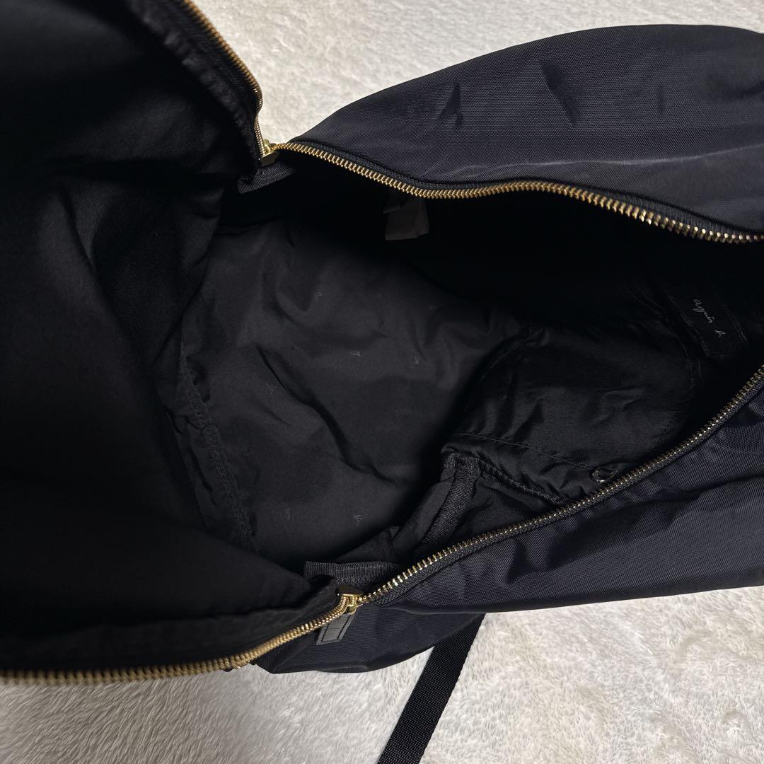 agnès b. ブラックナイロンリュック バックパック a4対応 ゴールド金具