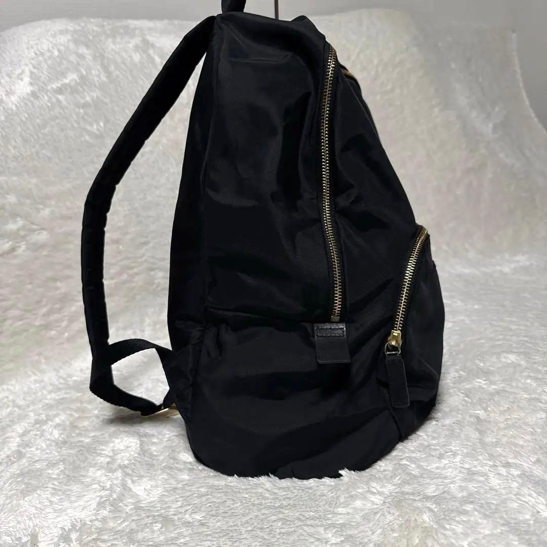 agnès b. ブラックナイロンリュック バックパック a4対応 ゴールド金具