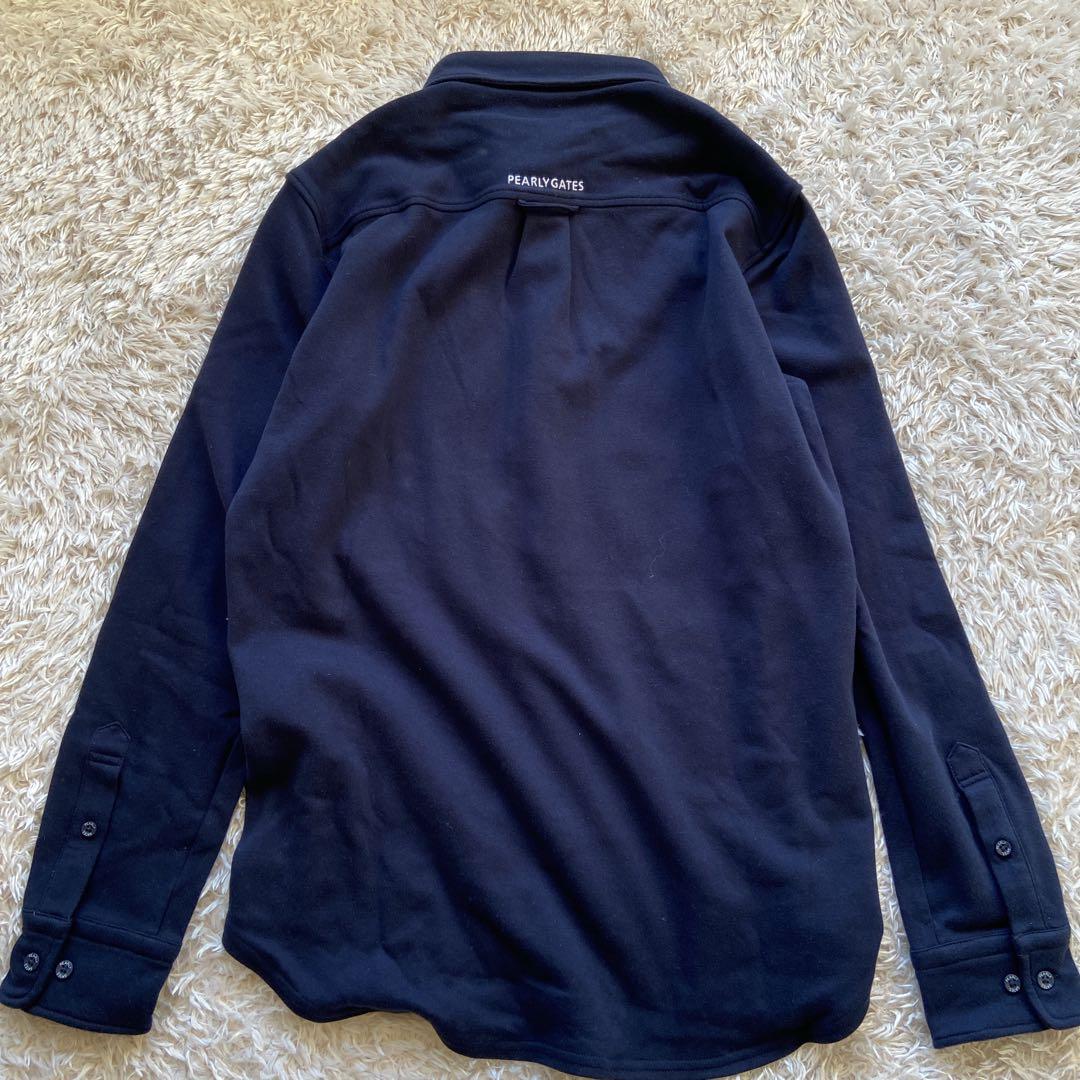 新品　パーリーゲイツ　ゴルフ長袖ポロシャツ　ネイビー　4 ロゴ刺繍　ハーフボタン