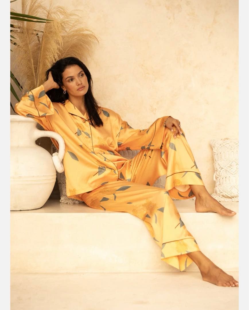 AMATERAS SATIN PAJAMA SHIRT 琥珀(ORANGE)