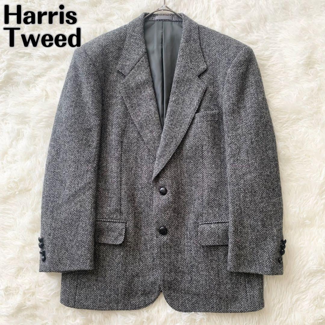 ハリスツイード】テーラードジャケット サイドベンツ ヘリンボーン M