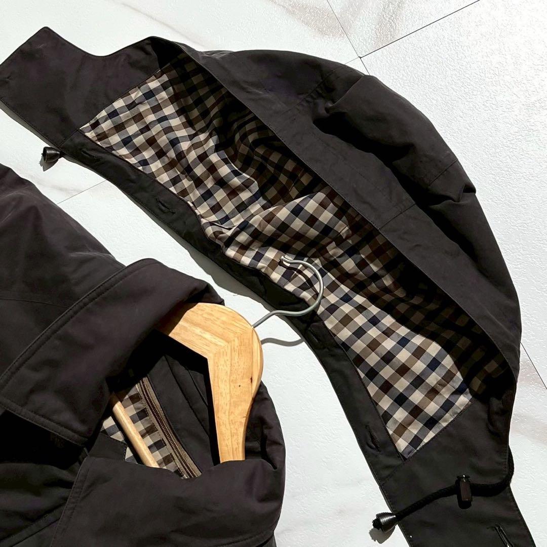 アクアスキュータム モッズコート ライナー 裏地チェック ダウンコート