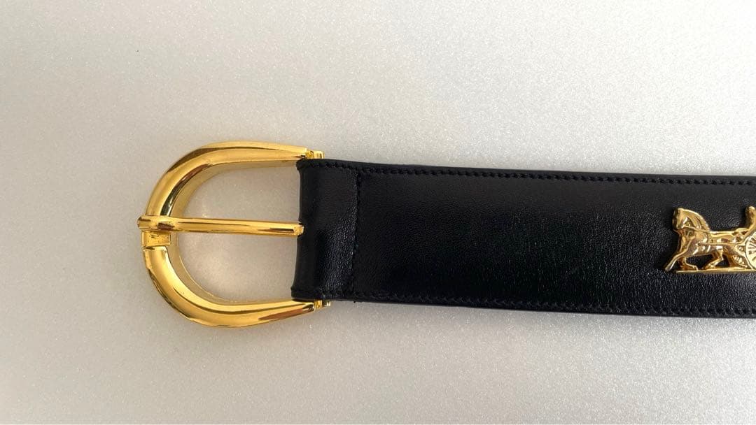 CELINE ゴールド 馬車 5連 レザー ベルト ブラック セリーヌ