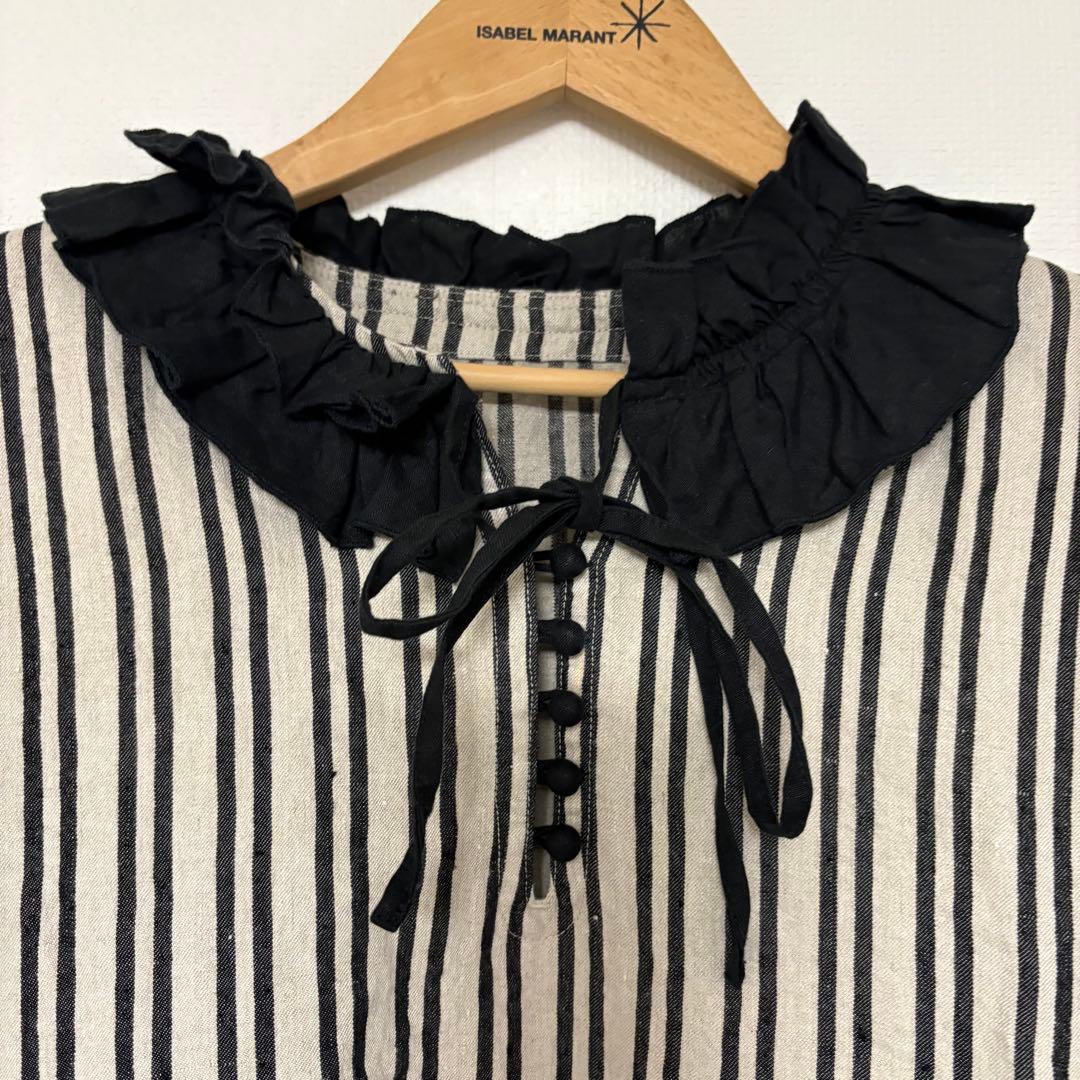 nest Robe リネンストライプフリルチュニック　ネストローブ　ワンピース