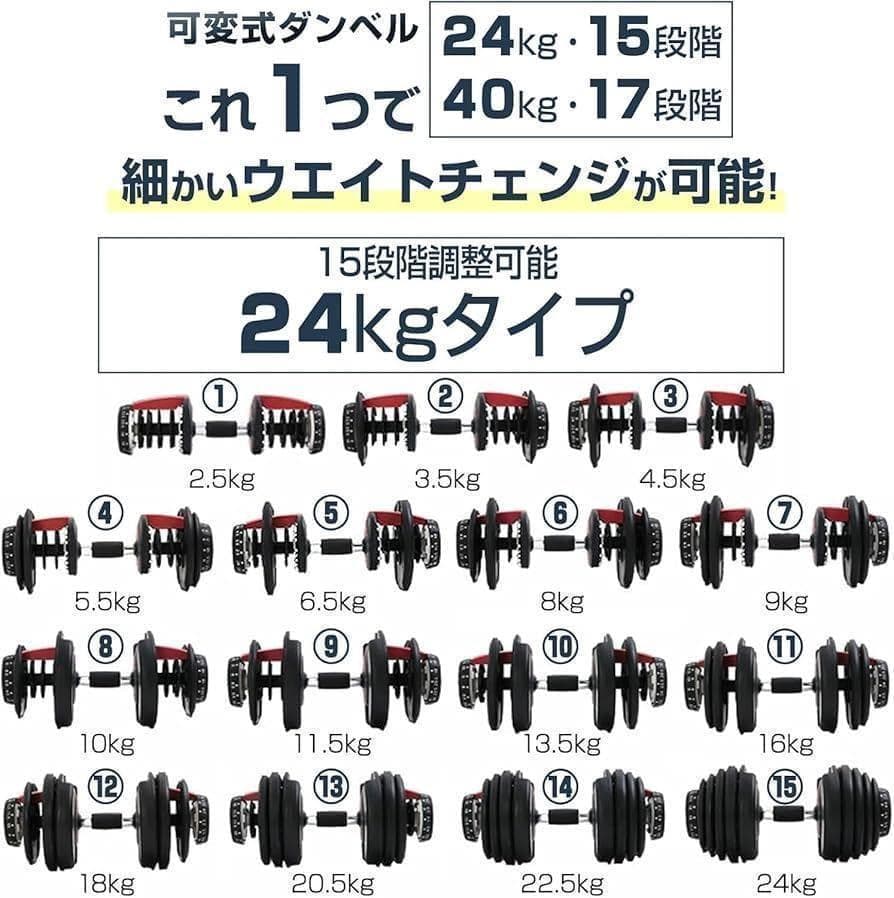 中古美品可変式ダンベル 40kg 1個単品鉄アレイ アジャスタブルダンベル筋トレ