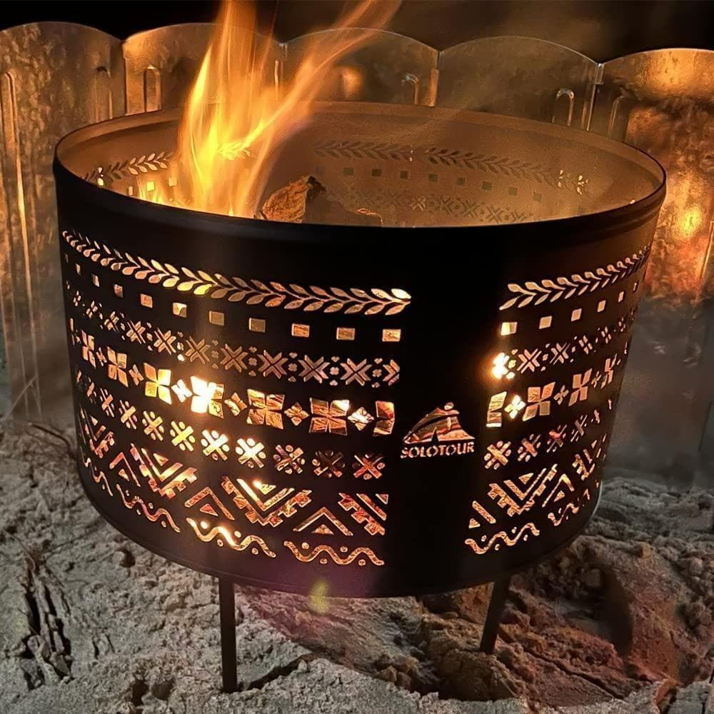 【M2159-157-120】 焚き火台 直径35cm チワン柄 五徳付き