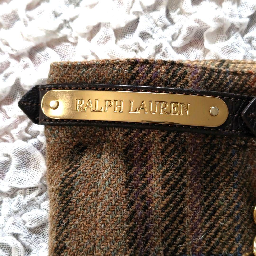 ラルフローレン ウールアルパカ チェック ロゴ入り金具チェーン付 ミニ