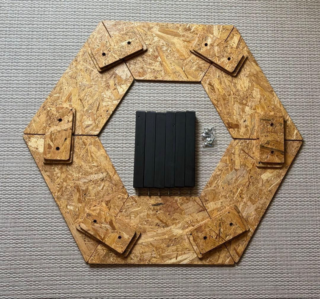 ヘキサテーブル50 センターテーブル付き　チークニス仕上げ　FHC60t