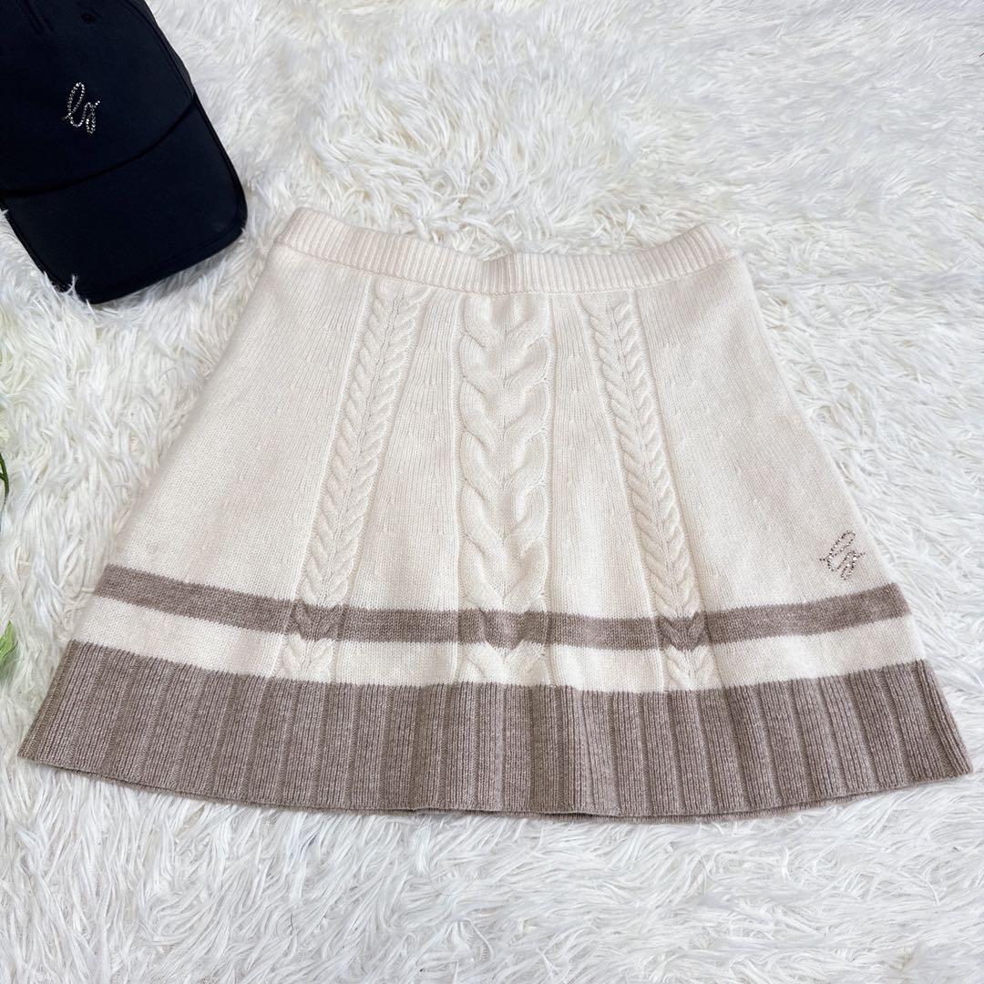 【デサントゴルフリュクス】美品 セットアップ ニット スカート ベージュ M
