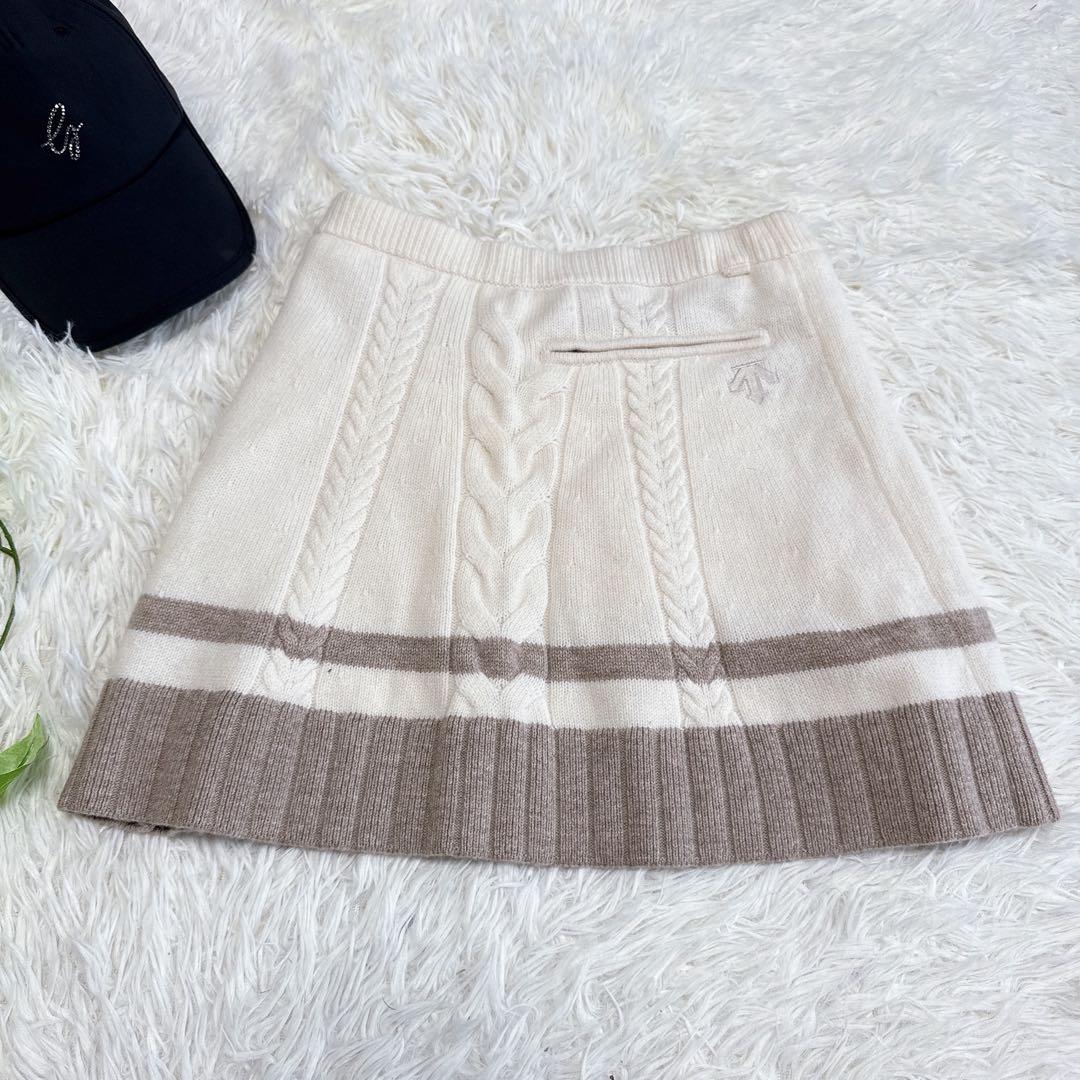 【デサントゴルフリュクス】美品 セットアップ ニット スカート ベージュ M