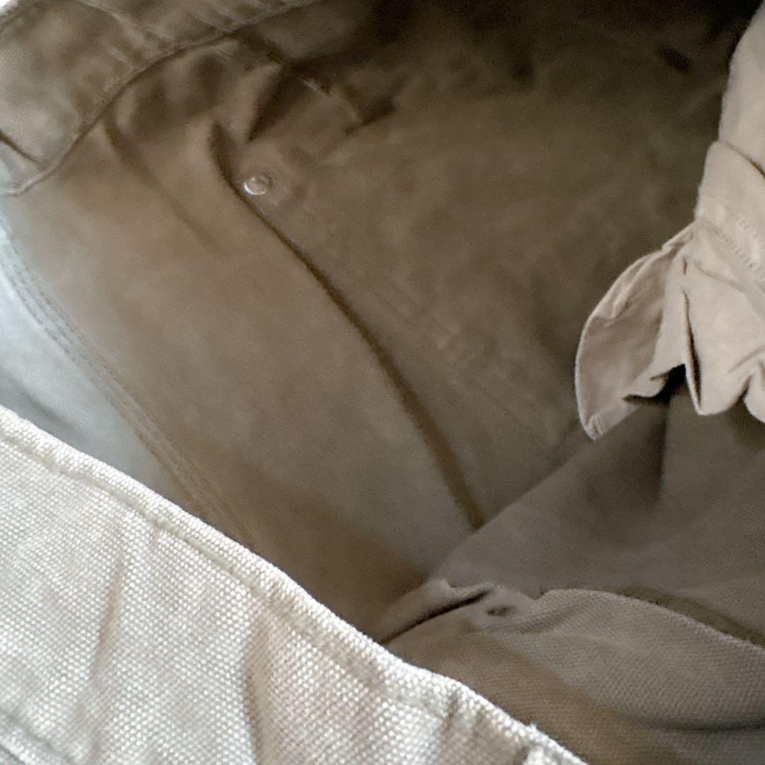 カーハート ワークパンツ w34 オリーブ ロゴ古着 ダブルニー