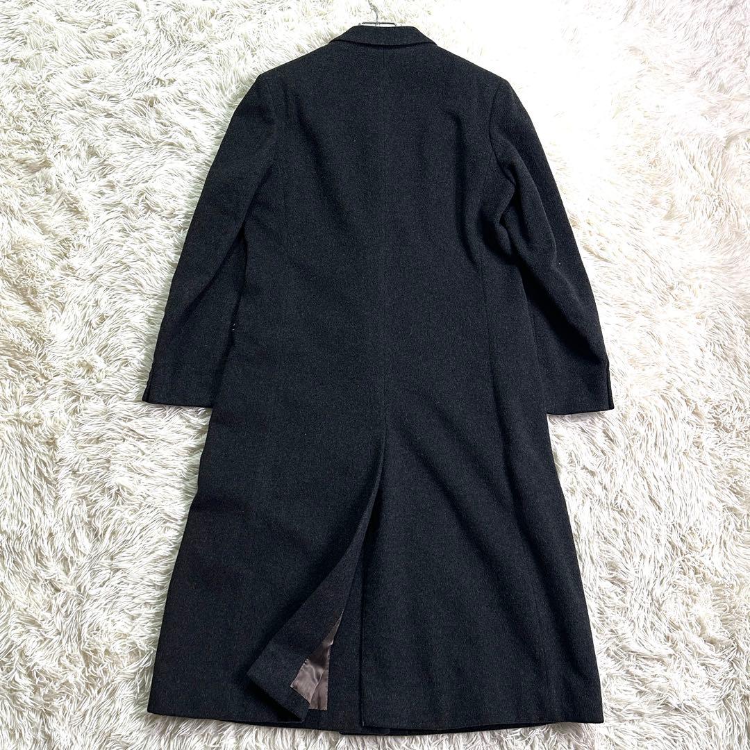 ピュアカシミヤ100%✨英国製 ダブルチェスターコート チャコールグレー M相当