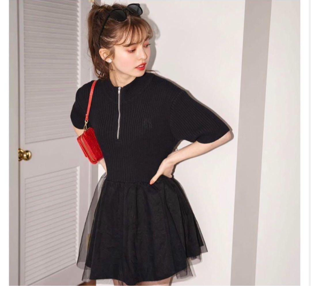 treat urself ブラック ニットワンピース - ワンピースオンライン