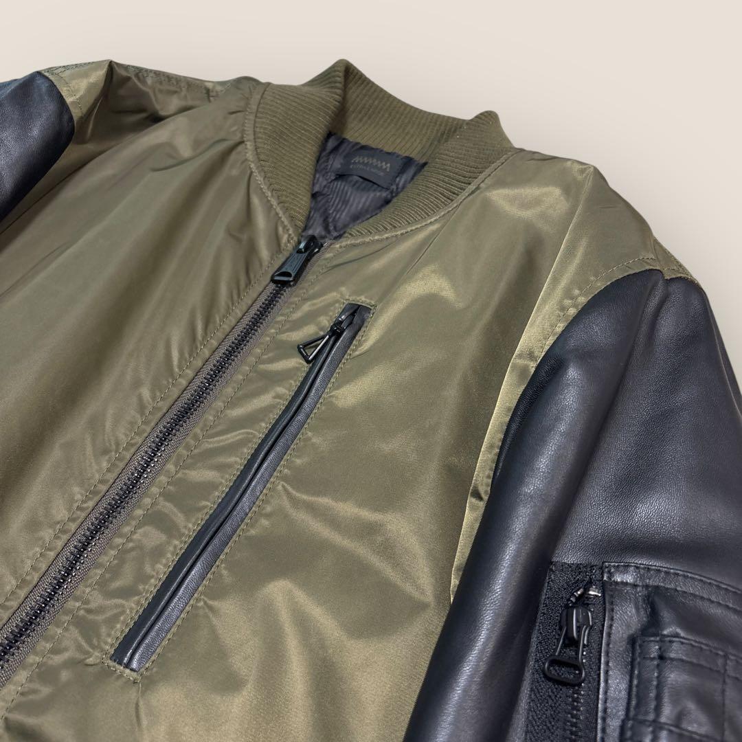 超美品⭐︎MMMM ラムレザー袖切替MA-1ブルゾン⭐︎