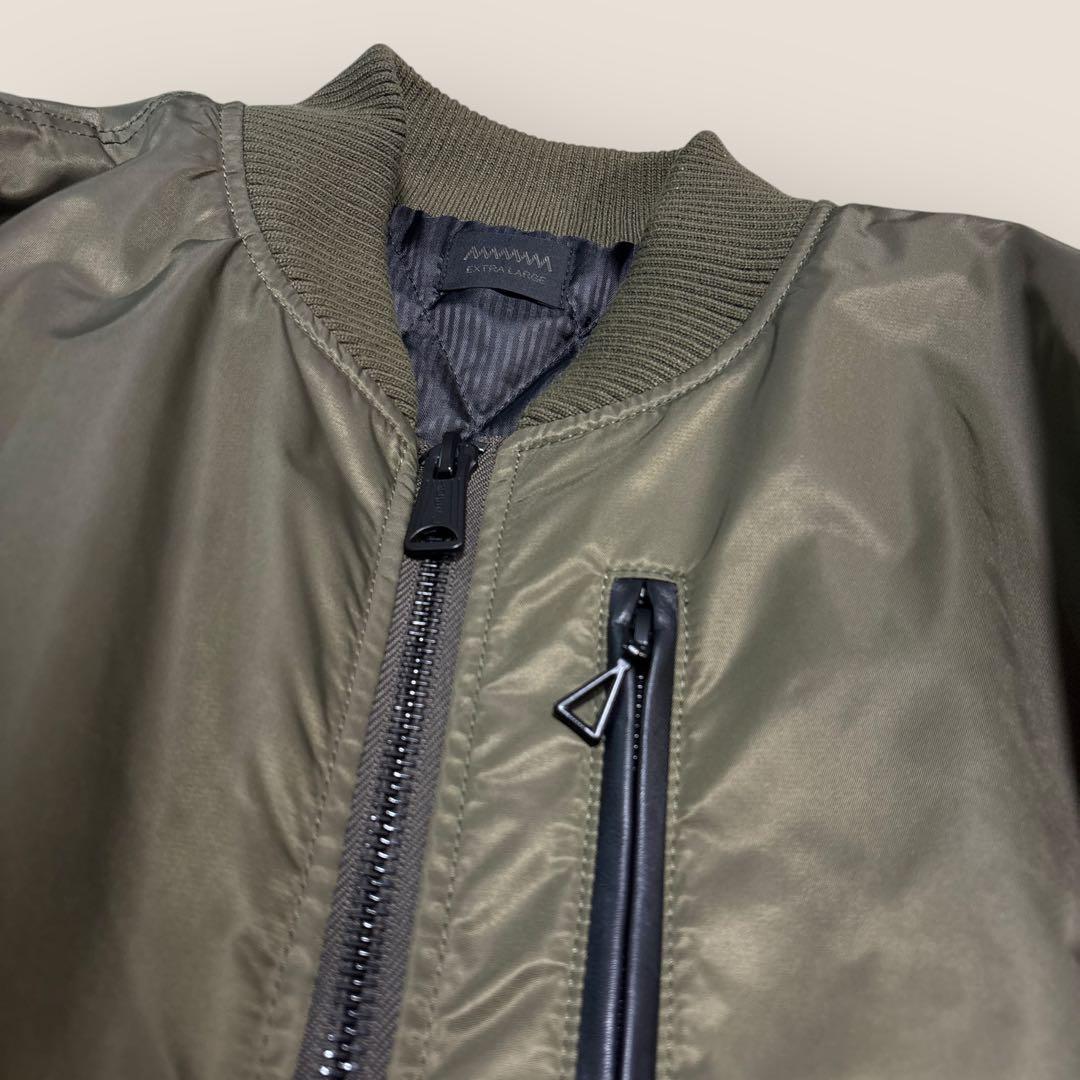 超美品⭐︎MMMM ラムレザー袖切替MA-1ブルゾン⭐︎