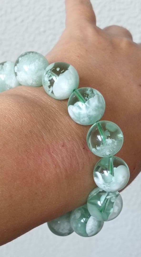 花花様❤超超超希少なグリーンラリマー約13ミリ内径約17センチ 原石写真❤他1点