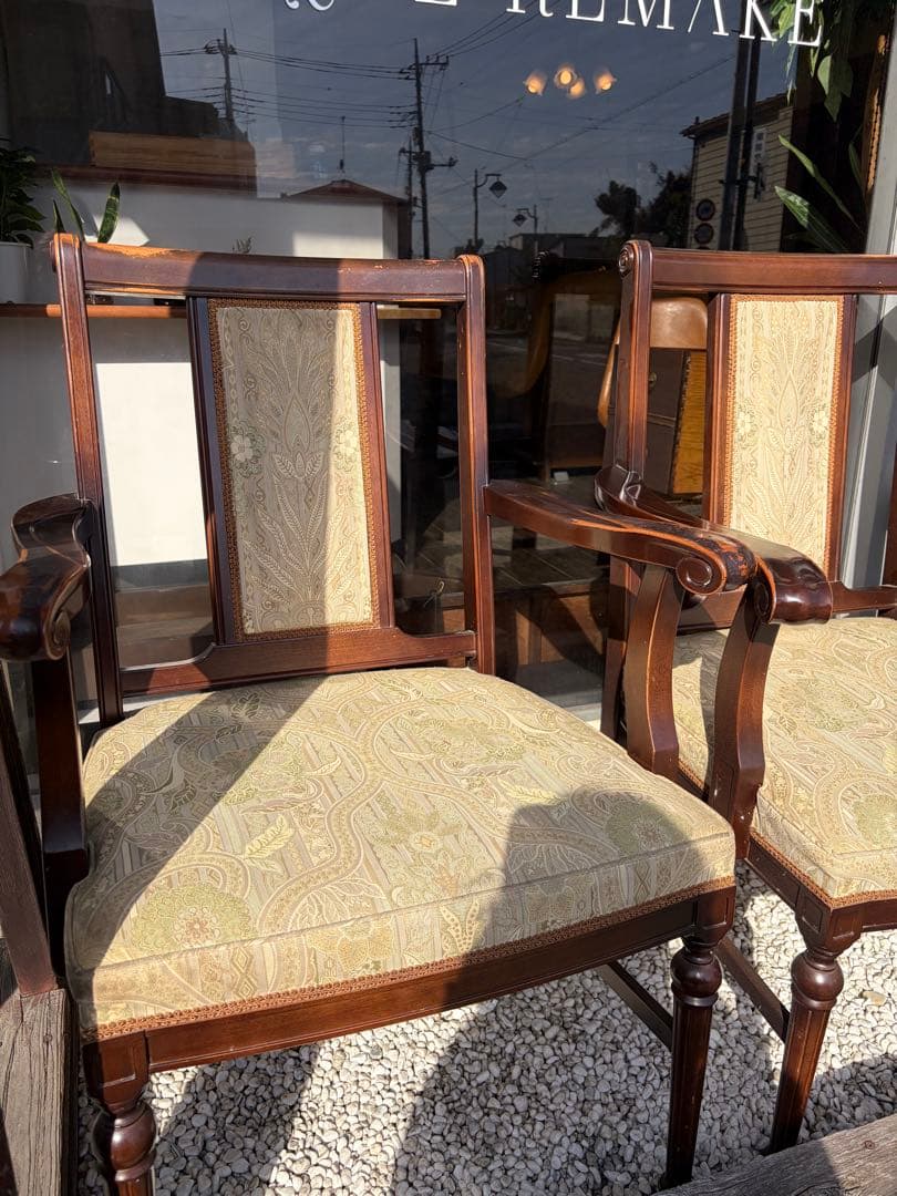 クラシックアームチェア ベージュ　メープル不二屋　ダイニングチェア　3脚セット