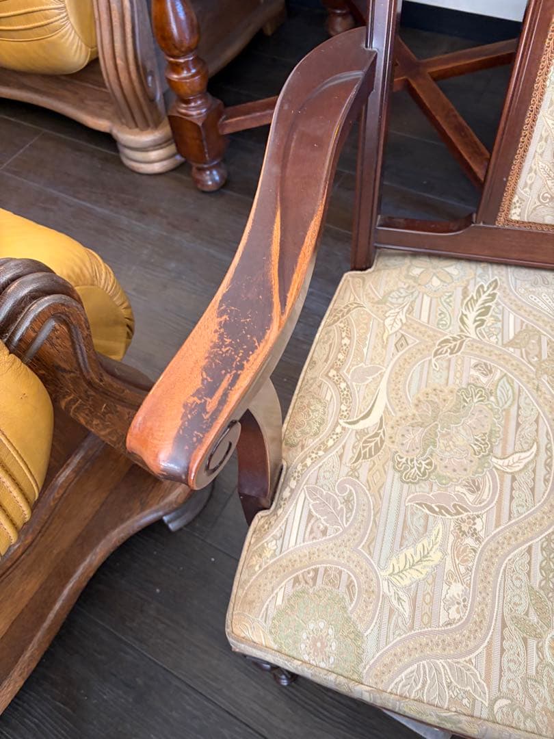 クラシックアームチェア ベージュ　メープル不二屋　ダイニングチェア　3脚セット