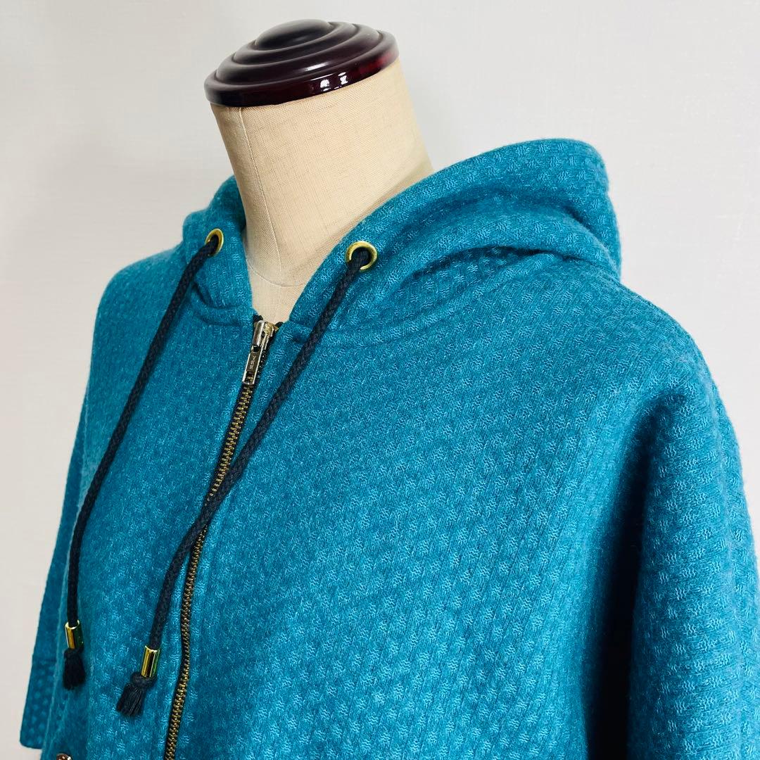 トリーバーチ ポンチョ ケープコート ジップパーカー ターコイズカラー