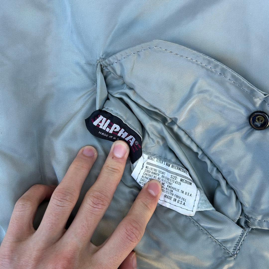 アルファ　ALPHA MA-1 USA 短丈 シルバー