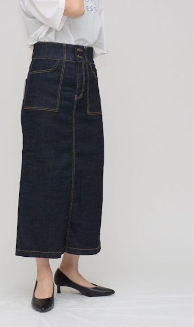 Praia 神デニム！ダブルボタン ハイウエストデニムスカート size27