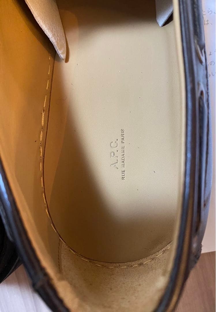 美品　箱付き　APC アーペーセー　デッキ　モカシン　シューズ　レザー　ブラウン