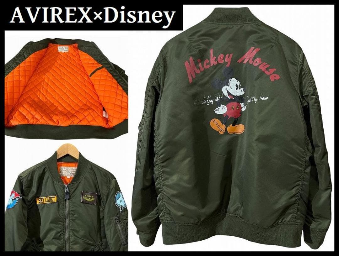 専用　限定 アビレックス ミッキー プリント 刺繍ワッペン MA-1 ジャケット