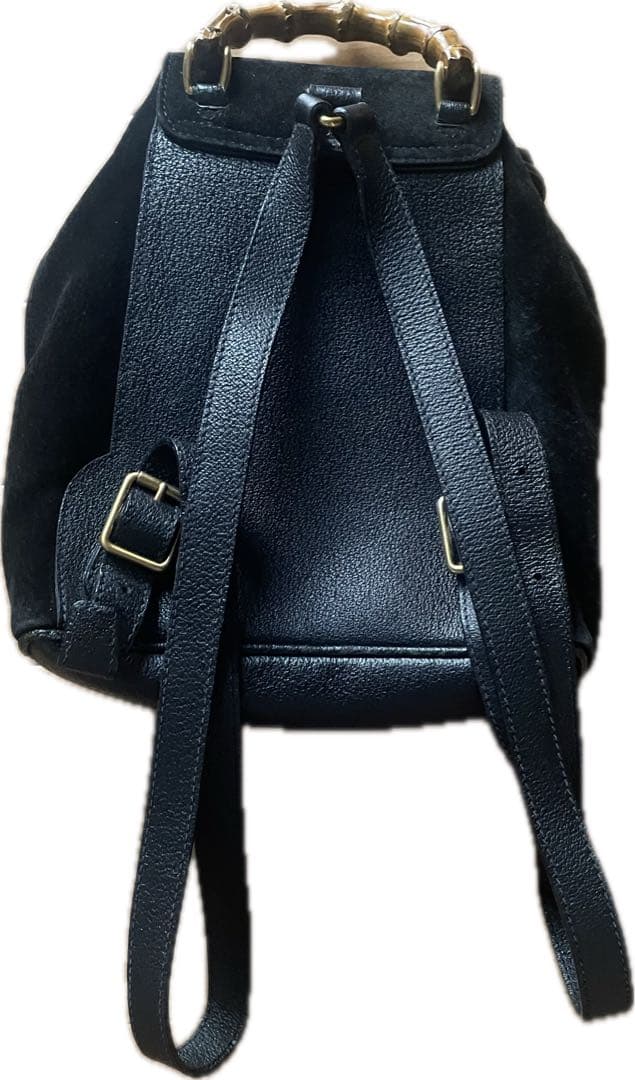 希少 OLD GUCCI バンブー スエード レザー ミニリュック ブラック