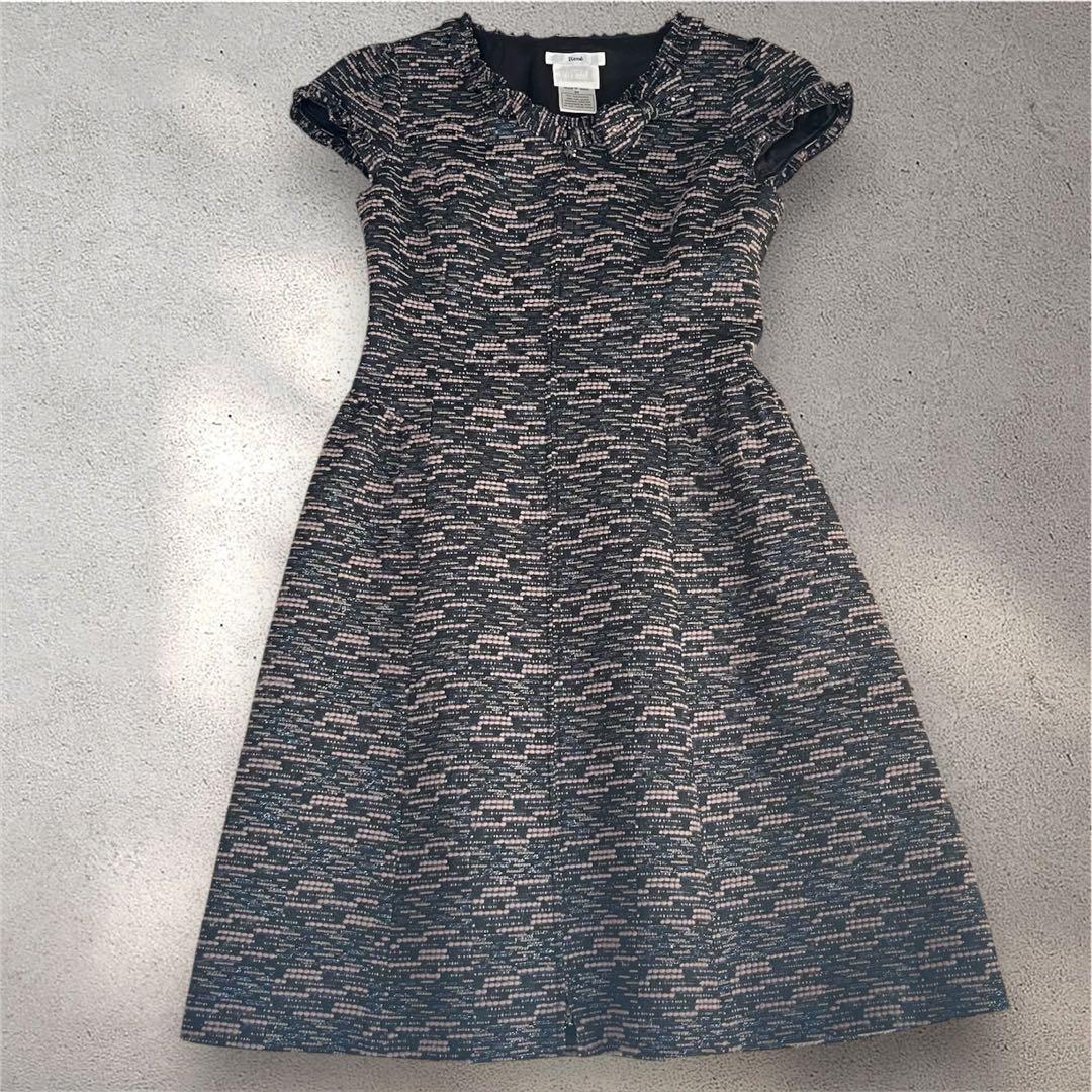 【極美品】ルネ フロントジップワンピース 36 S リボンブローチ付　ピンク