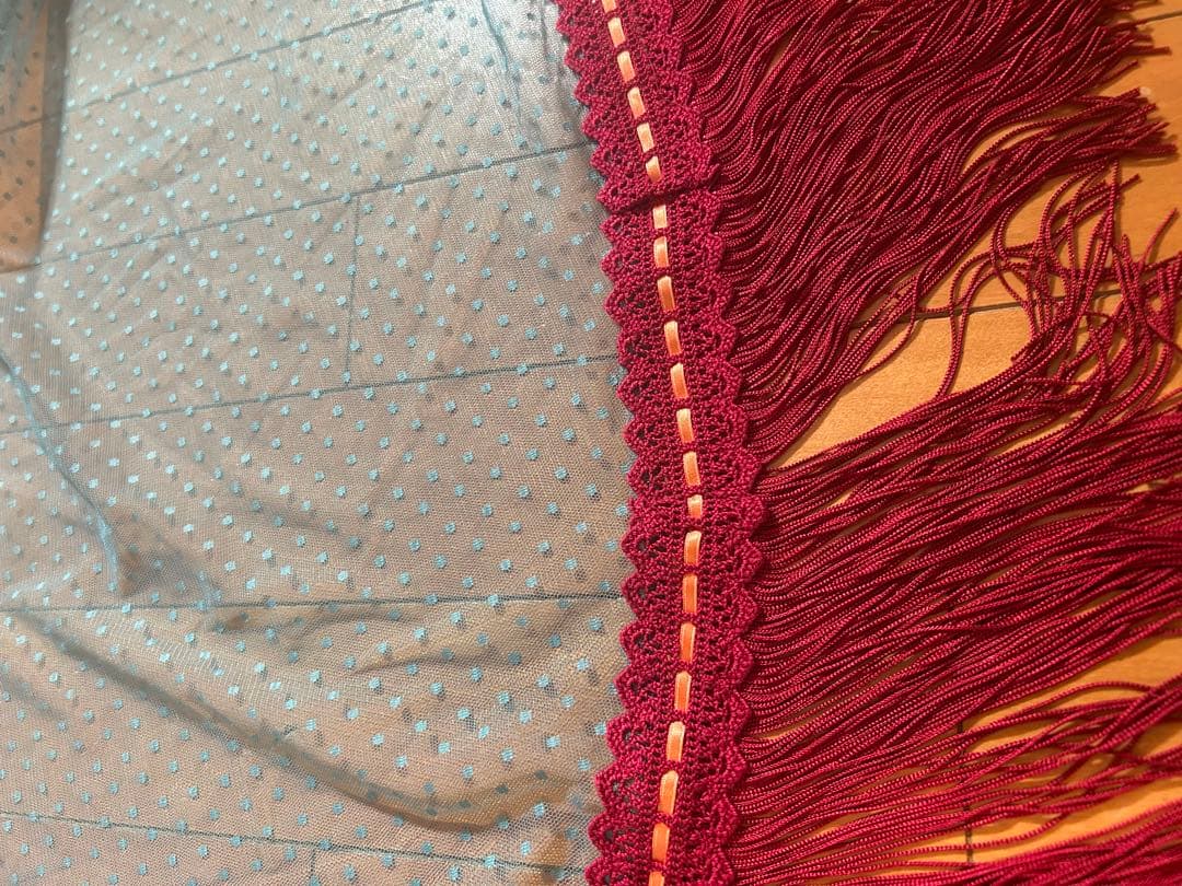 フラメンコ衣装シージョ新品未使用ハンドメイド　ワインレッド×ピーコックグリーン