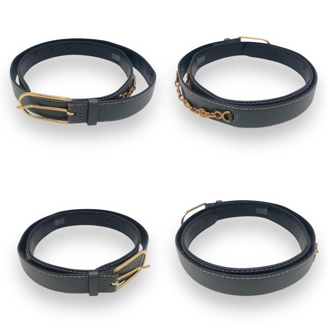 【美品】CELINE セリーヌ チェーン 細ベルト ゴールド グレー イタリア製