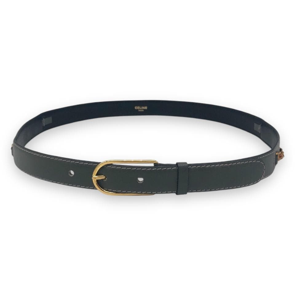 【美品】CELINE セリーヌ チェーン 細ベルト ゴールド グレー イタリア製