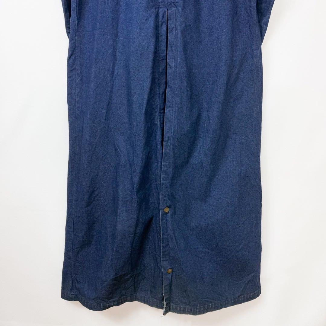 USA製 80s 襟コーデュロイ デニムロングコート ダスターコート S24