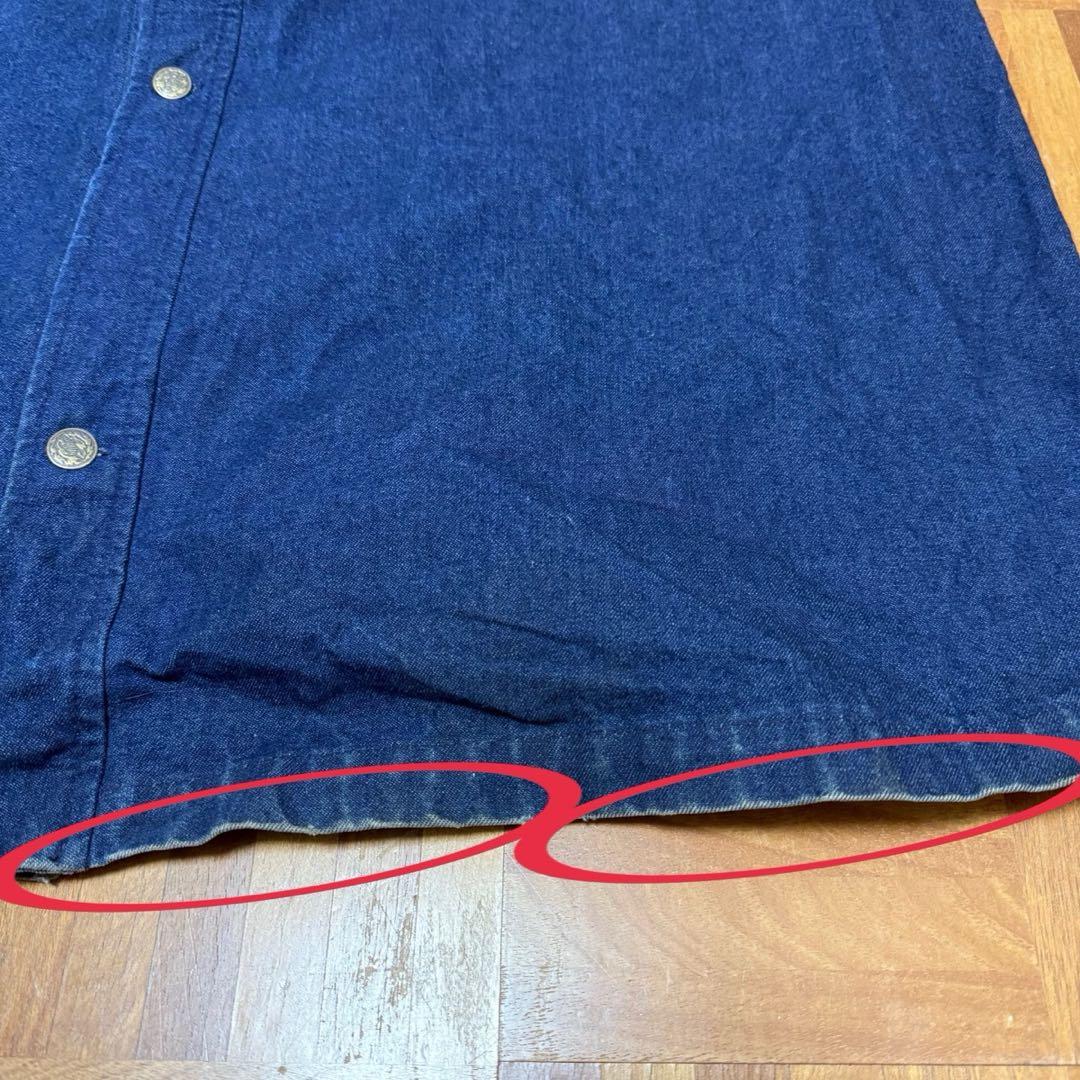 USA製 80s 襟コーデュロイ デニムロングコート ダスターコート S24