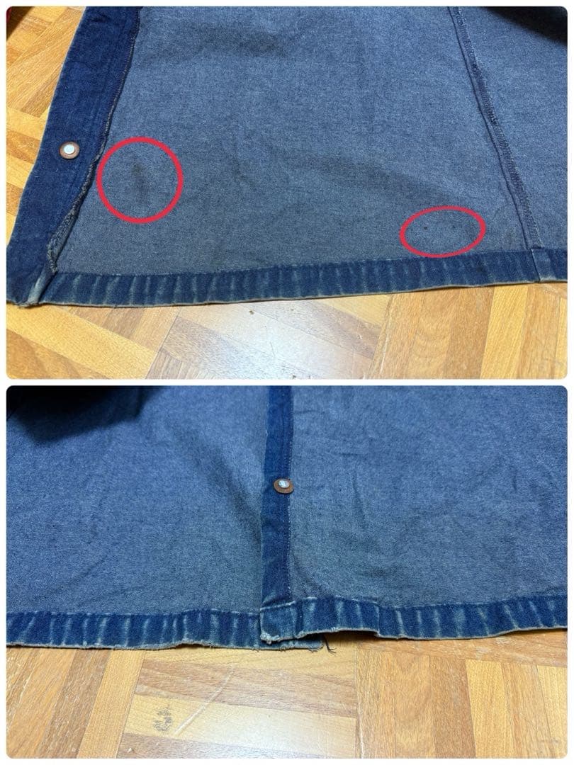 USA製 80s 襟コーデュロイ デニムロングコート ダスターコート S24