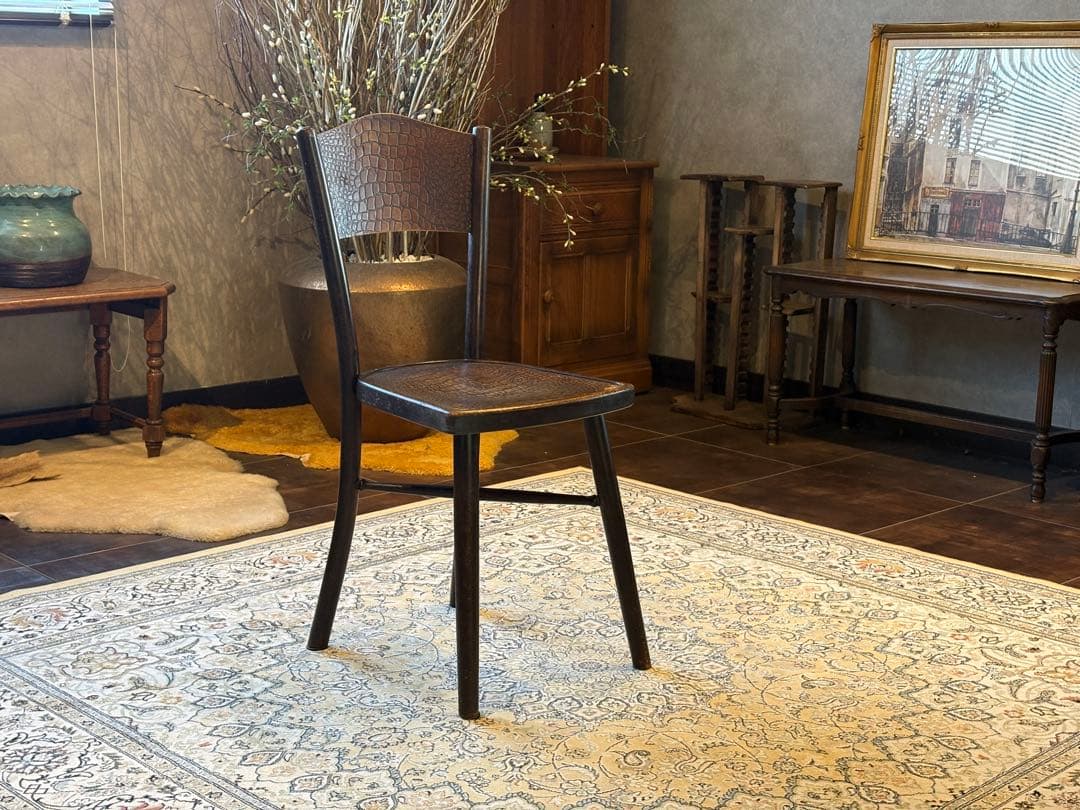 希少　クロコ柄　アンティーク　ヴィンテージ　ビンテージ　チェア　Yn