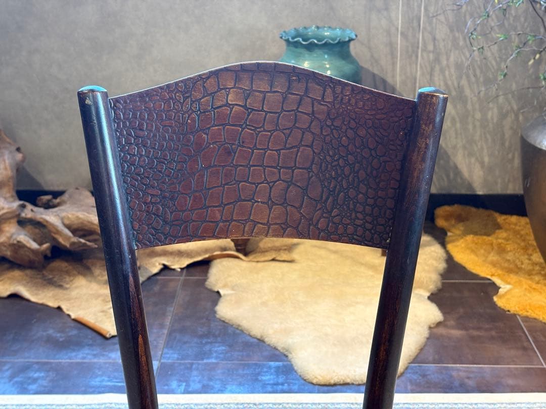 希少　クロコ柄　アンティーク　ヴィンテージ　ビンテージ　チェア　Yn