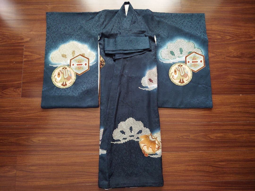 正絹　美品 男の子 お宮参り着物 掛け着 産着