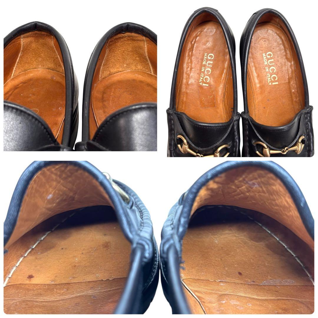 グッチ 37 24 レザー ローファー ホースビット コマンドソール ブラック