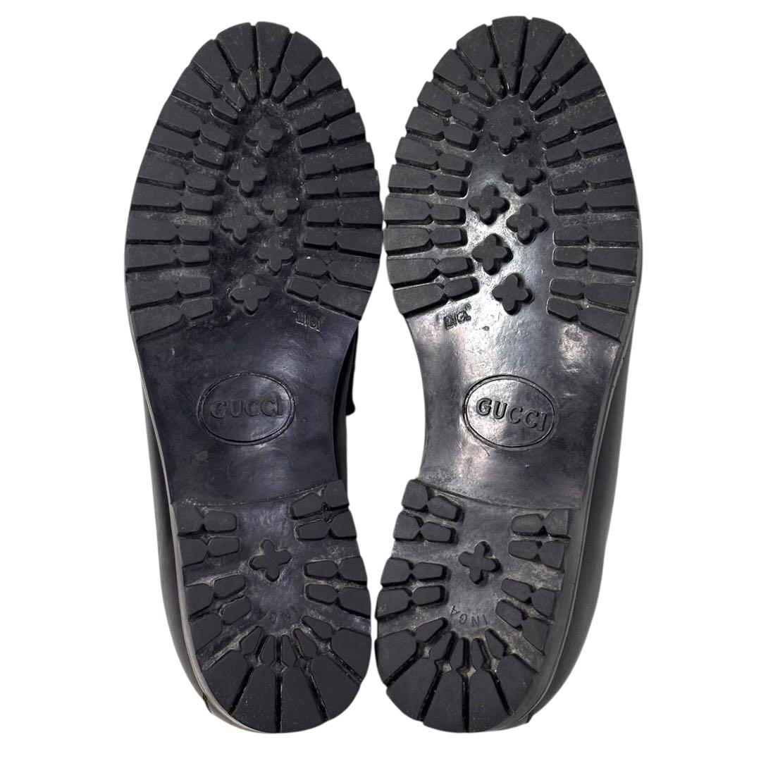 グッチ 37 24 レザー ローファー ホースビット コマンドソール ブラック
