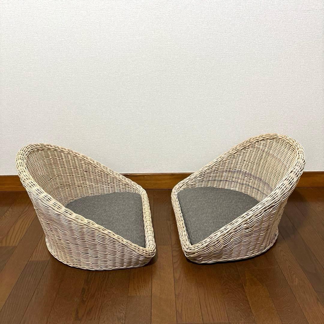 【良品】関家具 フロアチェア 座椅子 ラタン ２脚セット