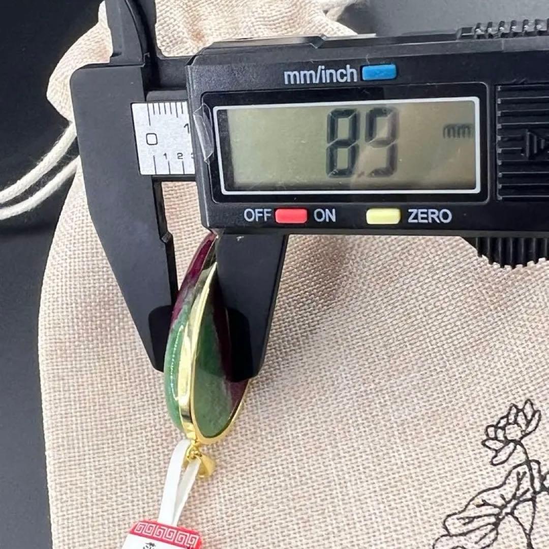 天然無処理大粒ルビーインゾイサイト オーバルペンダントトップS925海外鑑定書