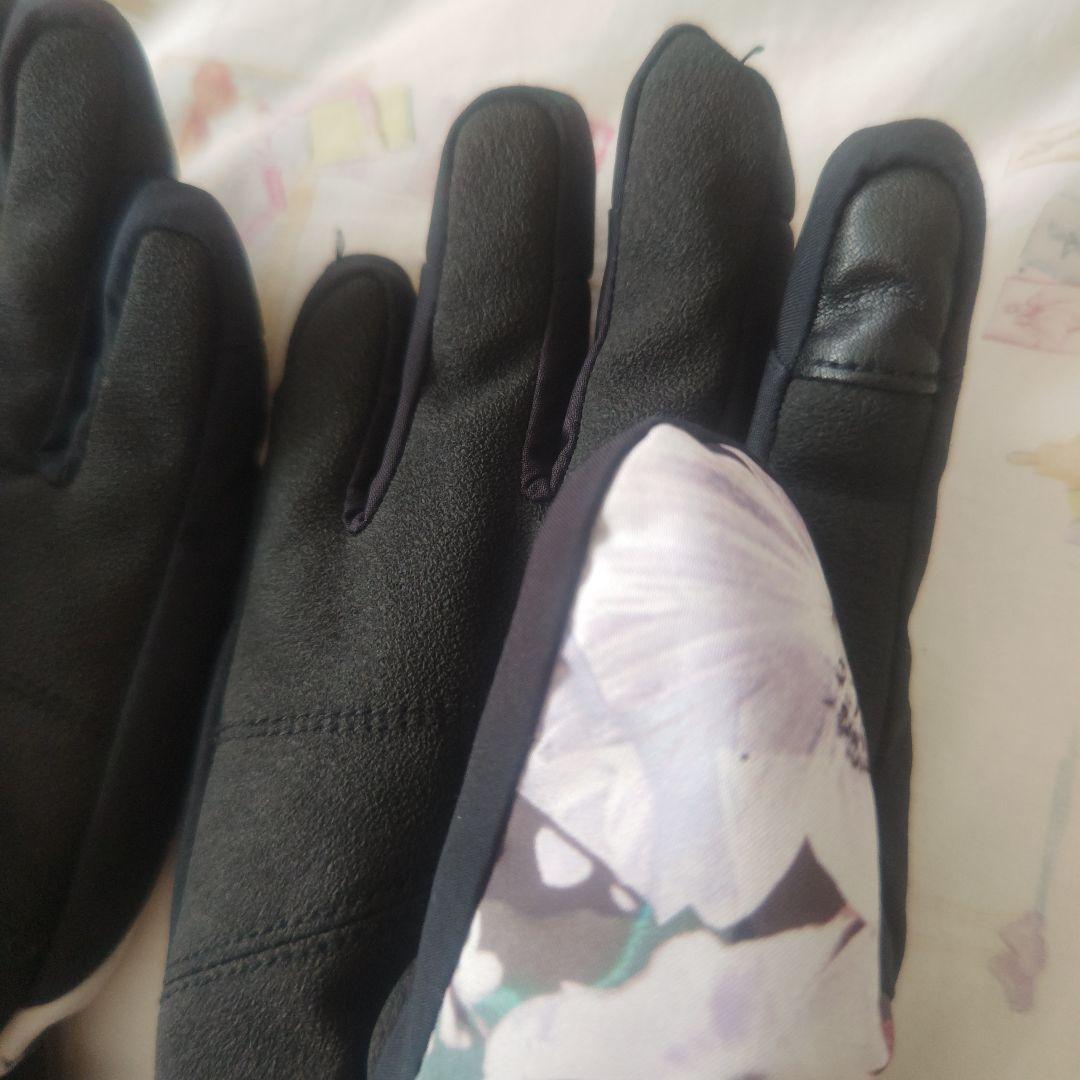 【美品】ROXY 花柄スキーウェア上下 手袋 セット 150cm