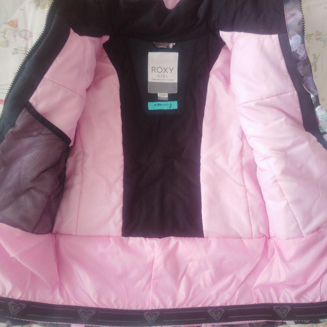 【美品】ROXY 花柄スキーウェア上下 手袋 セット 150cm