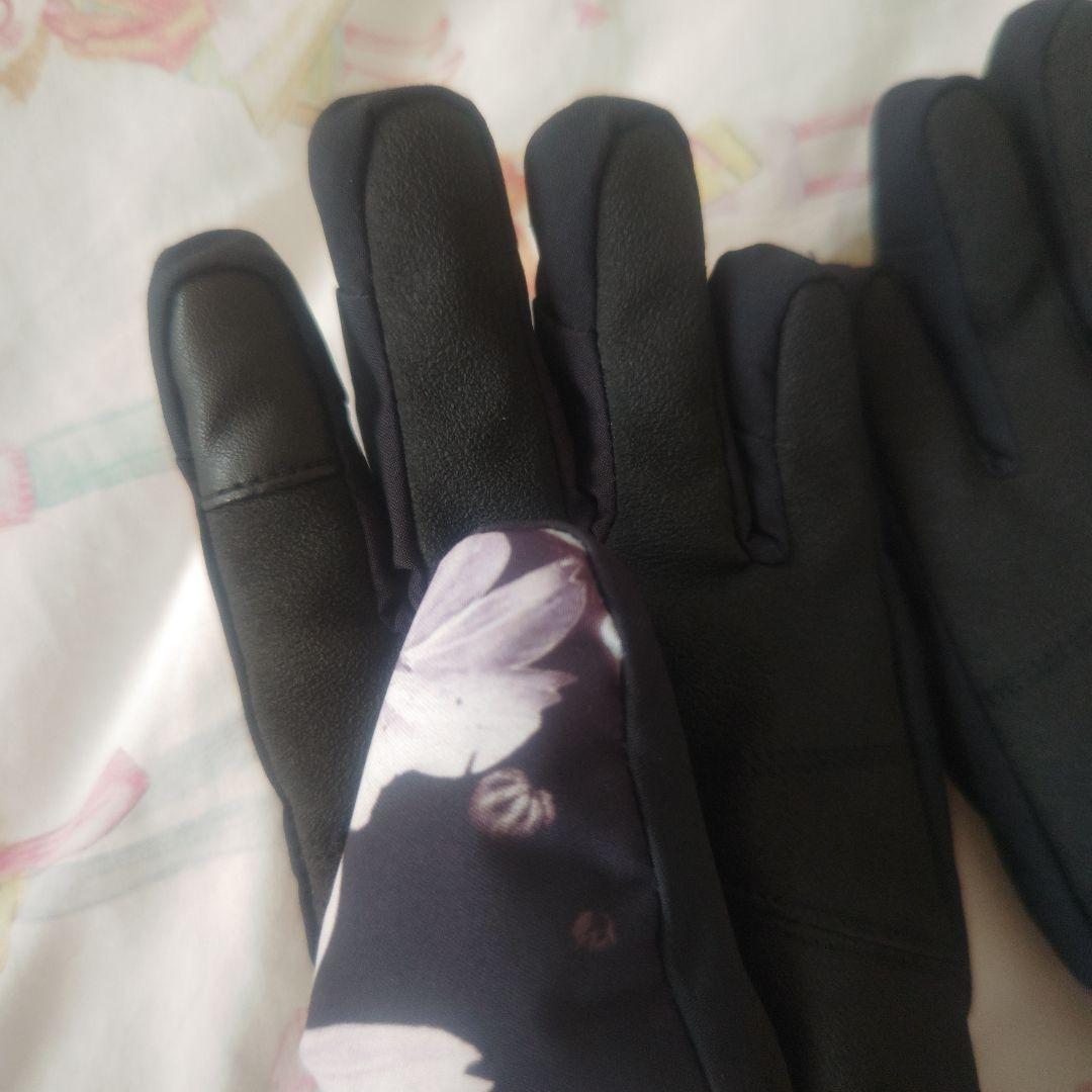 【美品】ROXY 花柄スキーウェア上下 手袋 セット 150cm