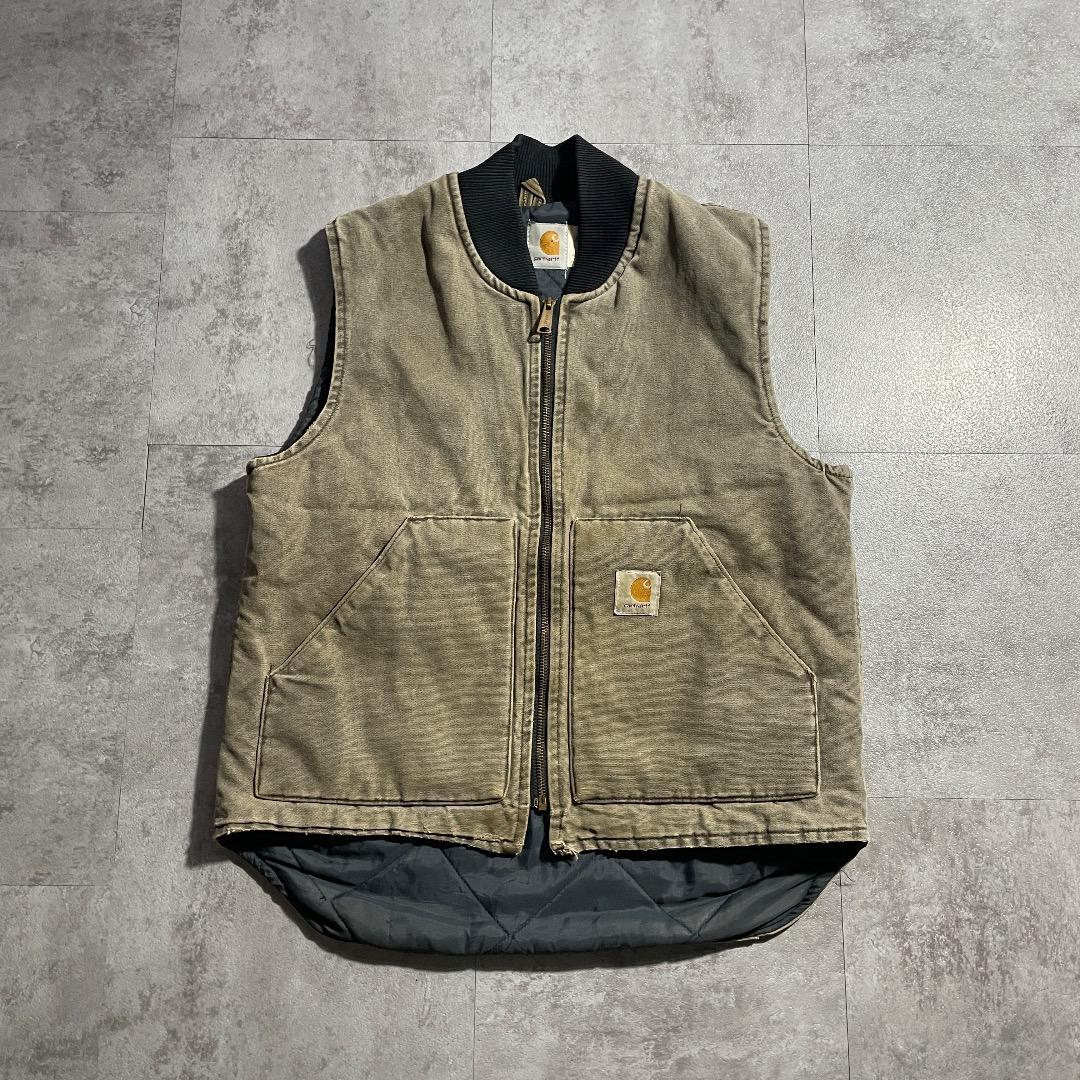 90s 星タグ USA製 ブラウン カーハート ベスト ダックM 古着 90年代 カーハート Carhartt ダックベスト USA製 メンズM相当