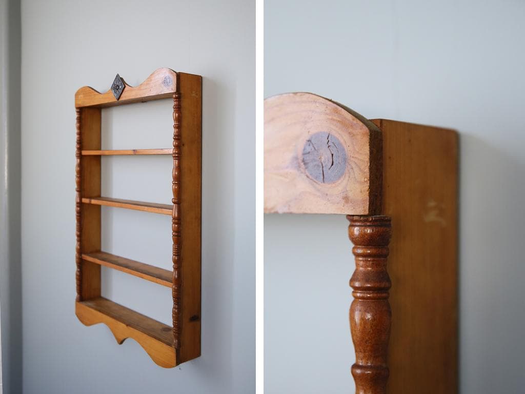 イギリスアンティーク木製ウォールシェルフ/壁掛けラック/飾り棚(91